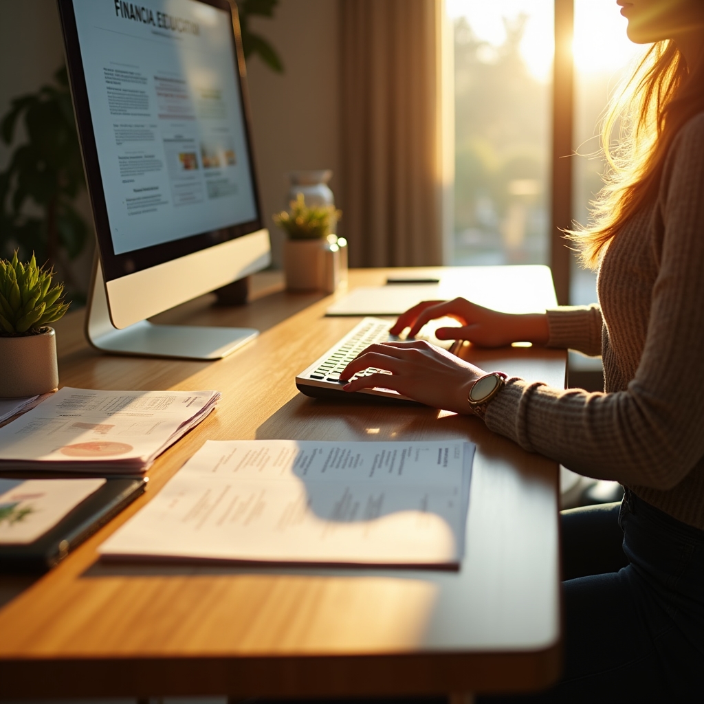 Spațiu de lucru clar și organizat pentru educație financiară